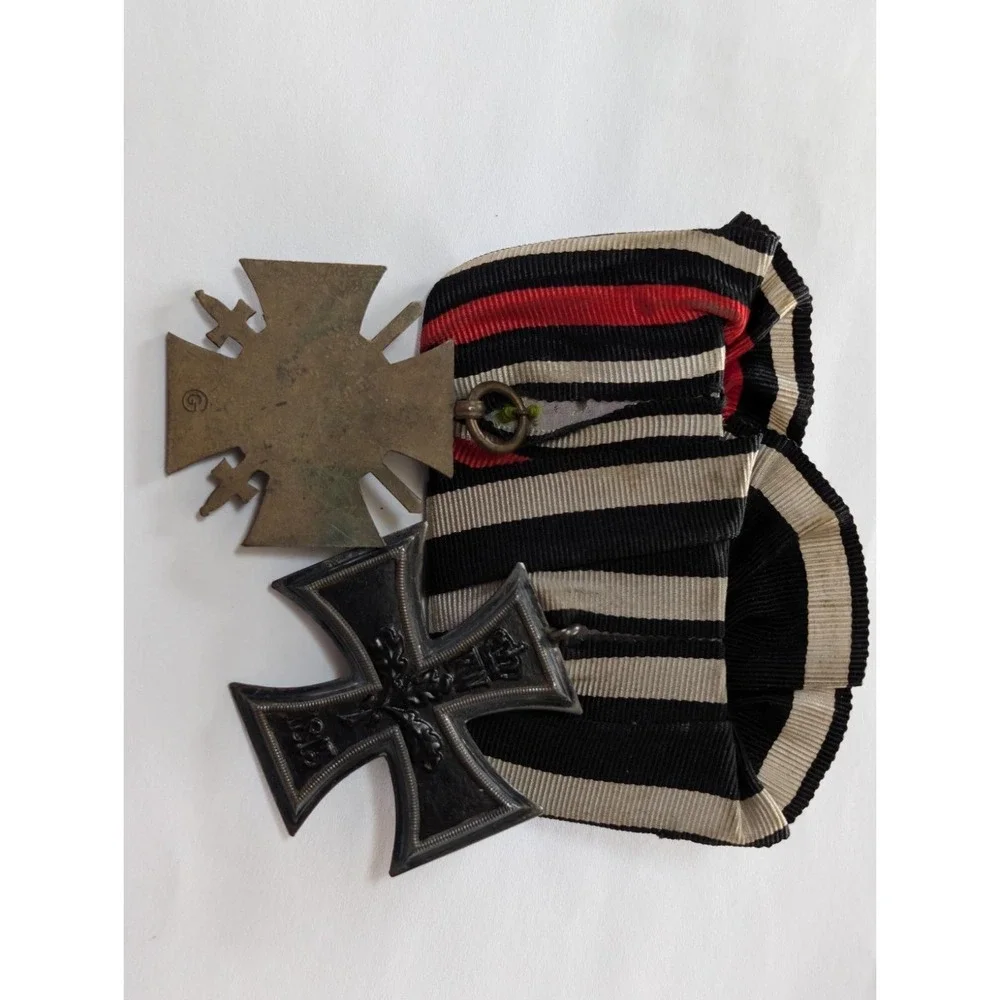 Original WW1 German 2 Medal Clasp Iron Cross 1914 with Honor w/Cross Swords